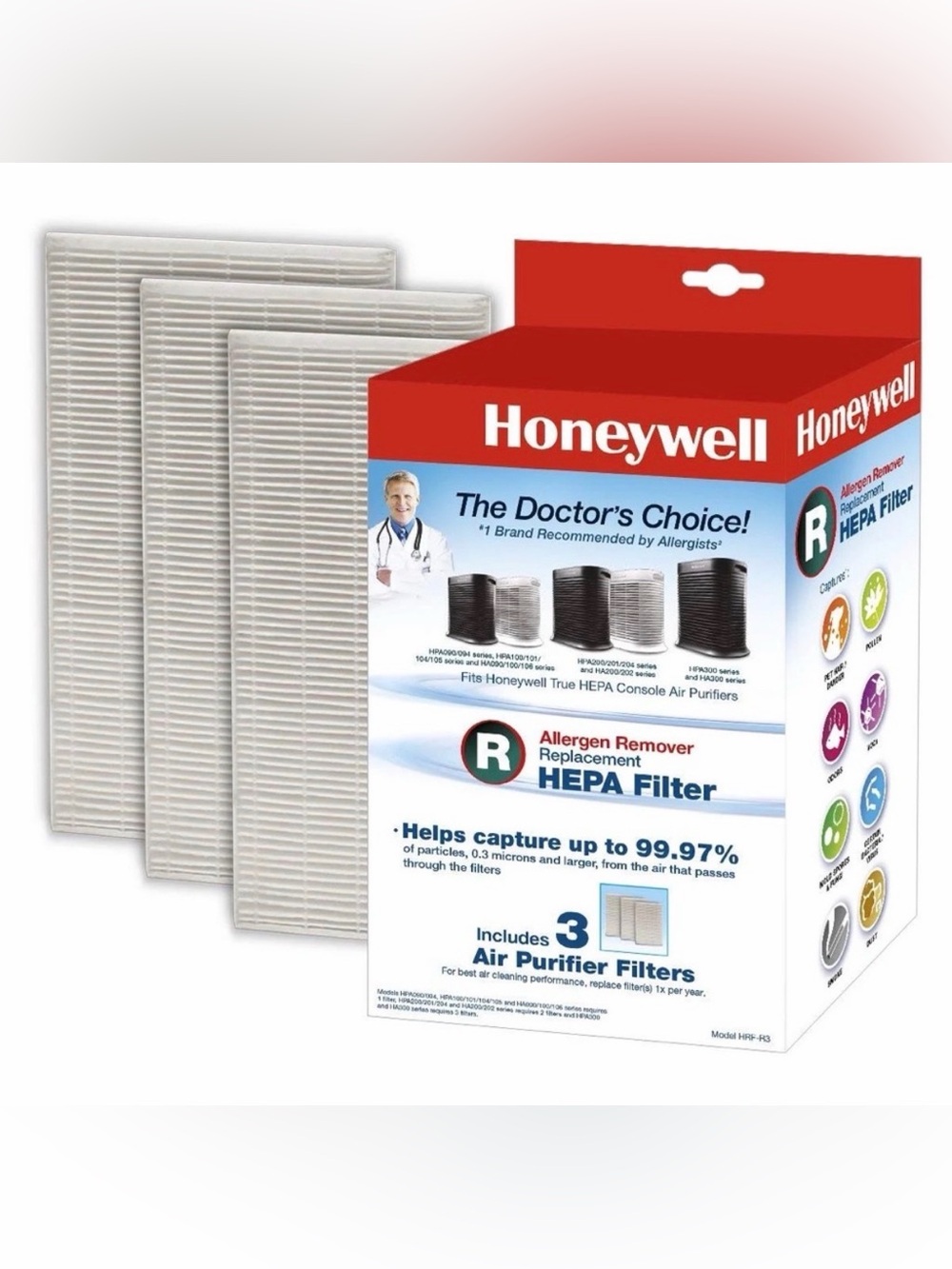 White HEPA Replacement Air Purifier Filters (3-Pack)